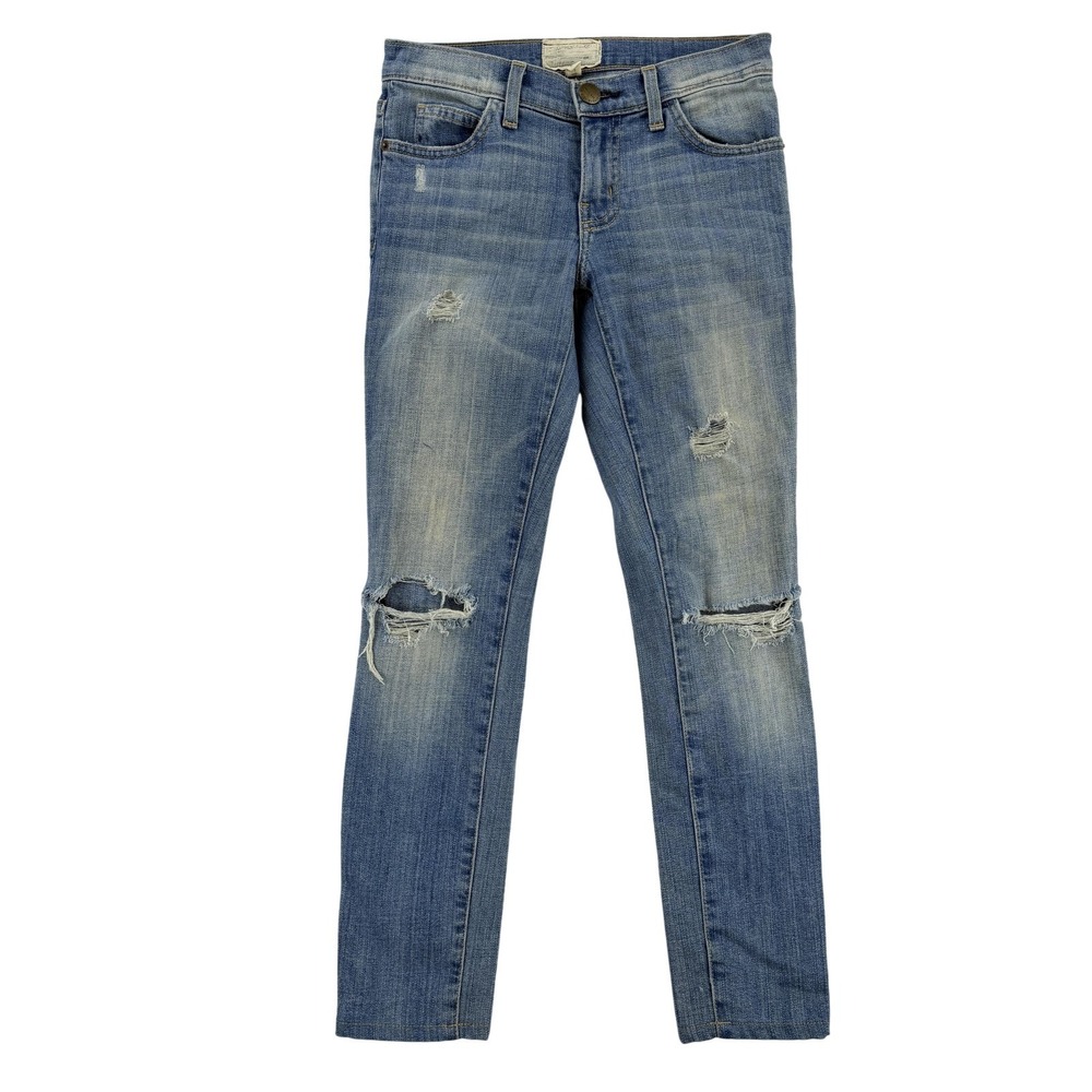 Current/Elliott The Ankle Skinny Jeans Womens 24 Blue Destroy Low Rise‎ Stretch
